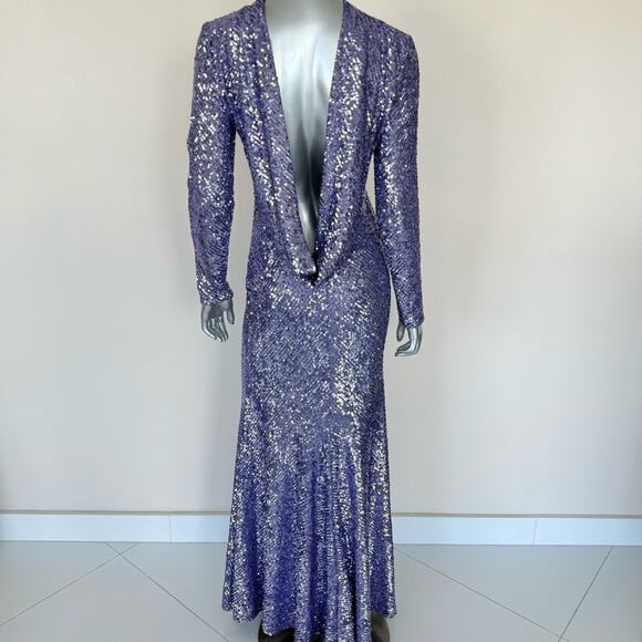 NAEEM KHAN Strong-Shoulder Sequin Gown size 6 US Retail 8000$ Authentic - Picture 4 of 11